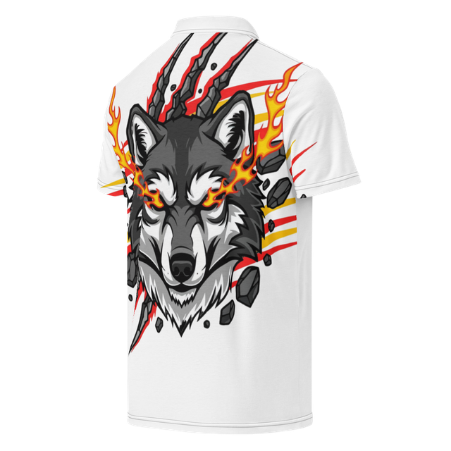 Men's wolf Print Slim Fit Polo T-Shirt