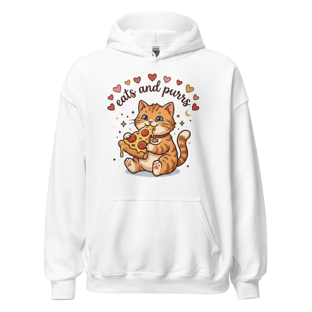 Cat eats and purrs unisex hoodie