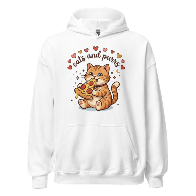 Cat eats and purrs unisex hoodie
