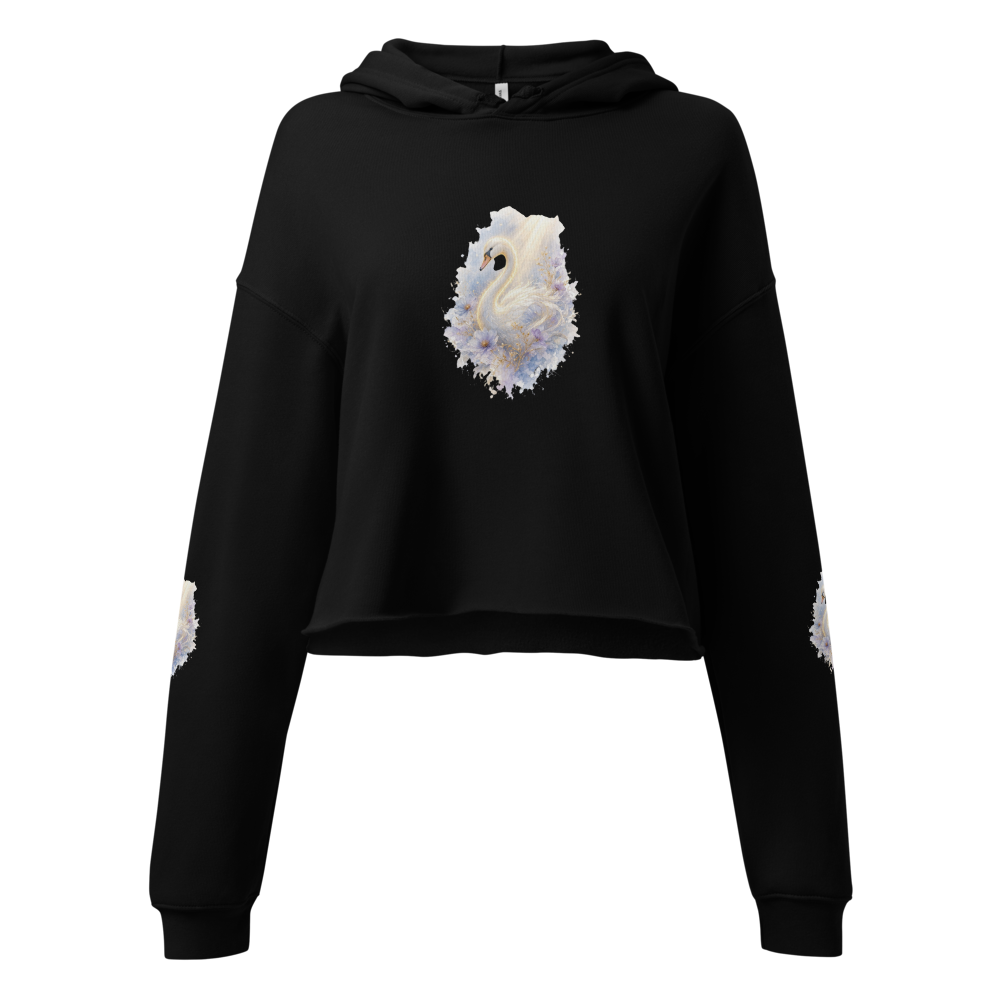 Ethereal Glow Swan Graphic_Cropped hoodie