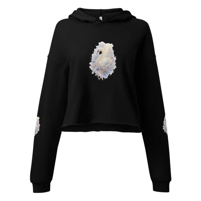 Ethereal Glow Swan Graphic_Cropped hoodie