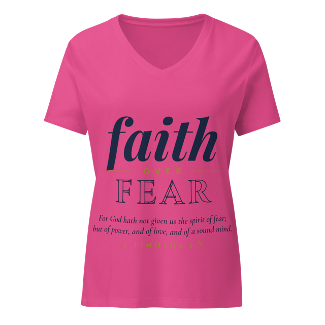 Faith Over Fear V-Neck | 2 Timothy 1:7