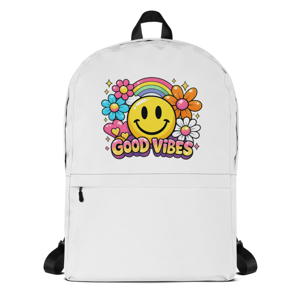 Good Vibes Smiley Print Backpack