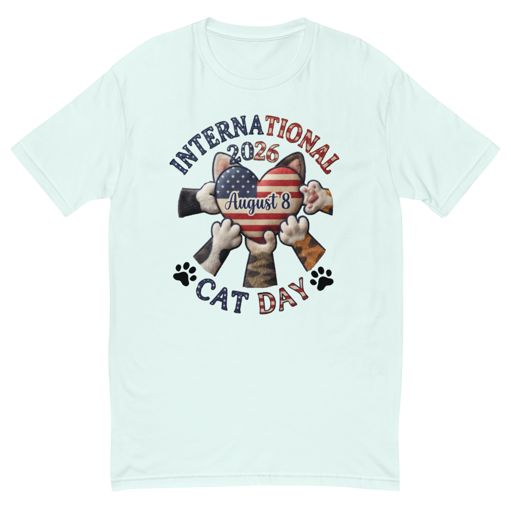 Men's Fitted T-Shirt Cat DAY Blue