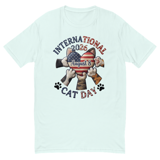 Men's Fitted T-Shirt Cat DAY Blue