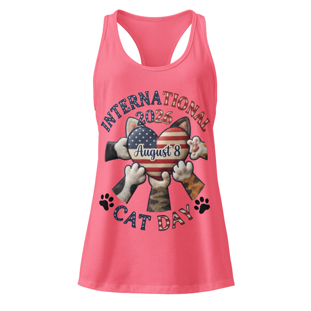 Women's Ideal Racerback Tank Top pink Cat Day