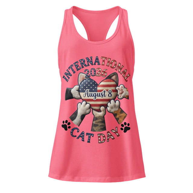 Women's Ideal Racerback Tank Top pink Cat Day