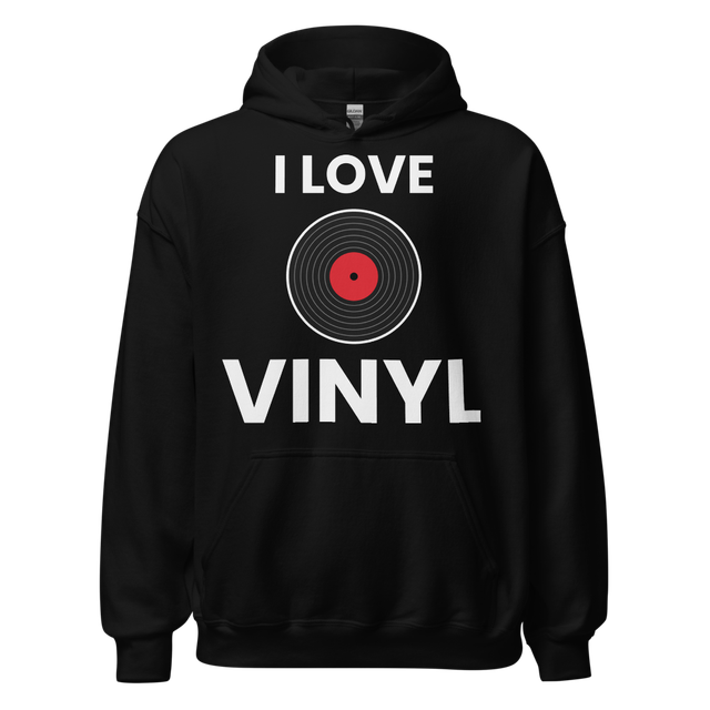 I Love Vinyl Hoodie - Black