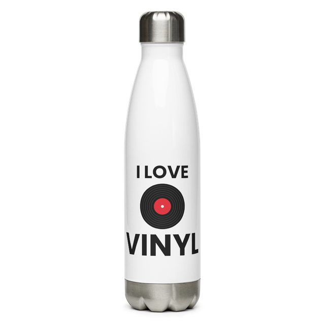 I Love Vinyl Insulated Water Bottle - White