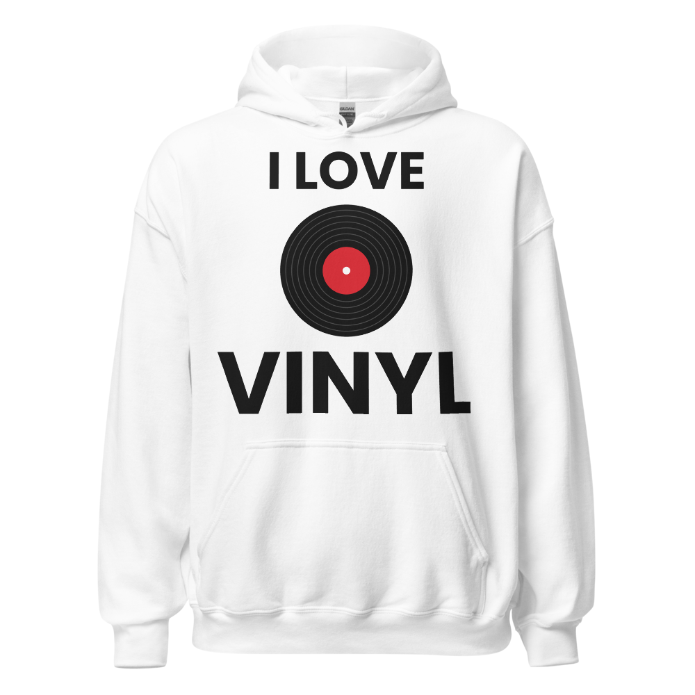 I Love Vinyl Hoodie - White