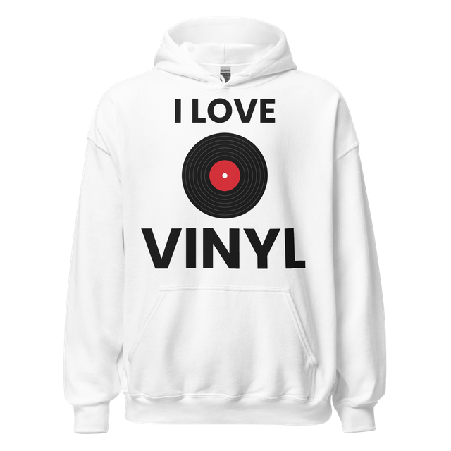 I Love Vinyl Hoodie - White