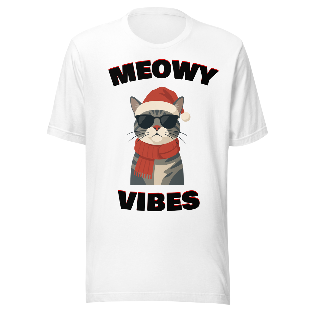 Meowy Vibes – Chat de Noël avec Bonnet Rouge 