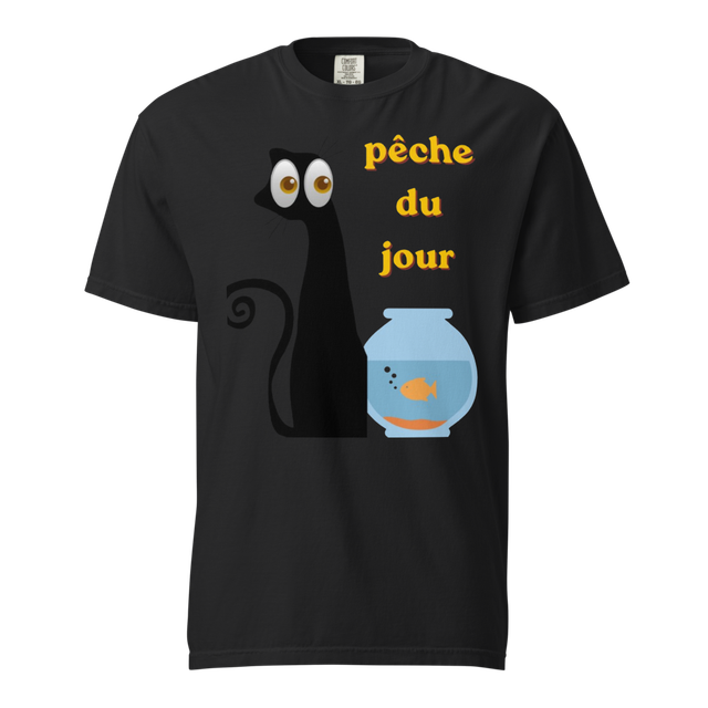 Chat gros yeux Pêche du jour humour bocal poisson