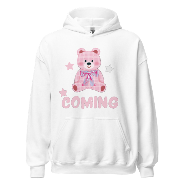 Cute Pink Teddy Bear Coming Hoodie.