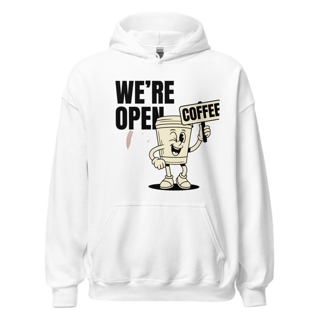 Stay caffeinated and cozy! This funny "We're Open