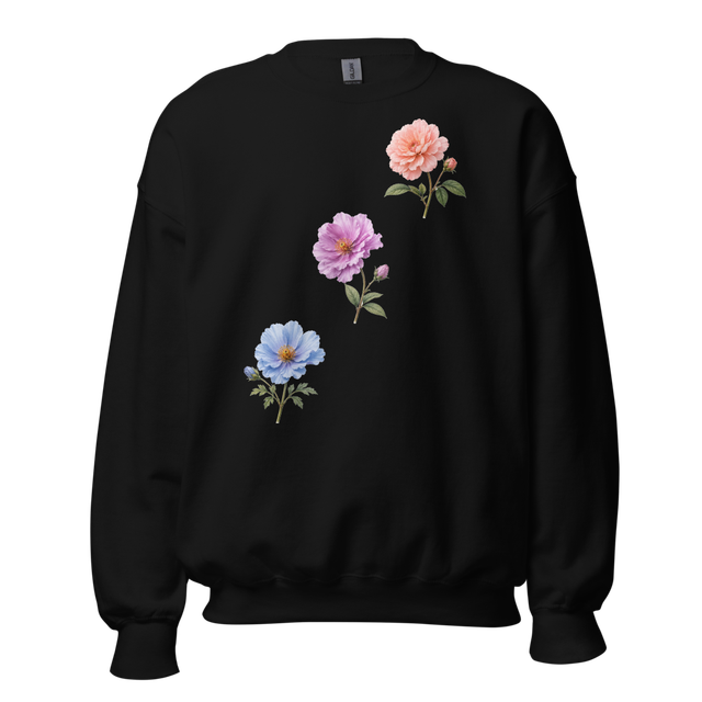 Elegant Floral Unisex Crew Neck Sweatshirt | Botan