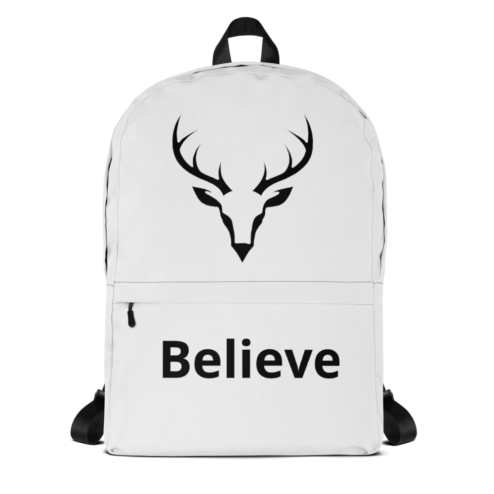 Believe Deer Head All-Over Print Backpack.