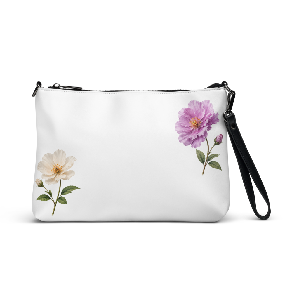 Elegant Floral All-Over Print Crossbody Bag.