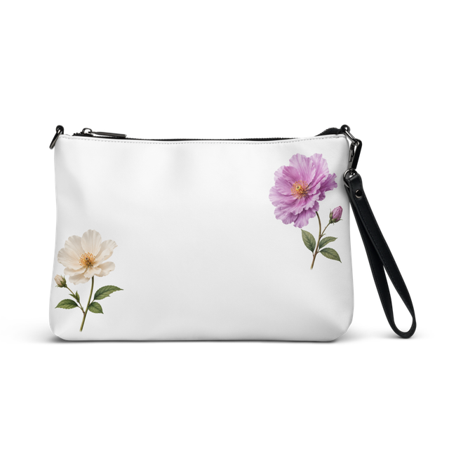 Elegant Floral All-Over Print Crossbody Bag.
