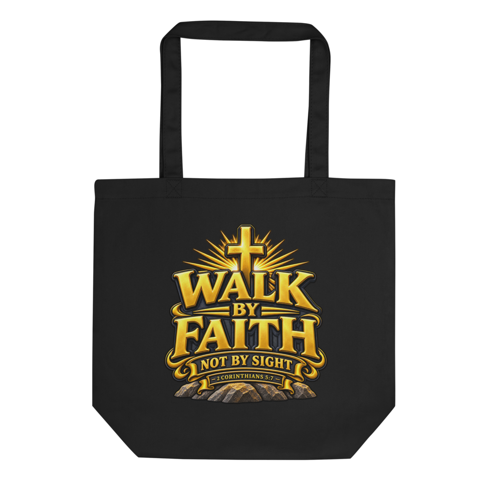 WALK BY FAITH NOT BY SIGHT – 2 Cor 5:7 Tote Bag