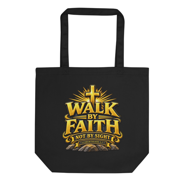 WALK BY FAITH NOT BY SIGHT – 2 Cor 5:7 Tote Bag