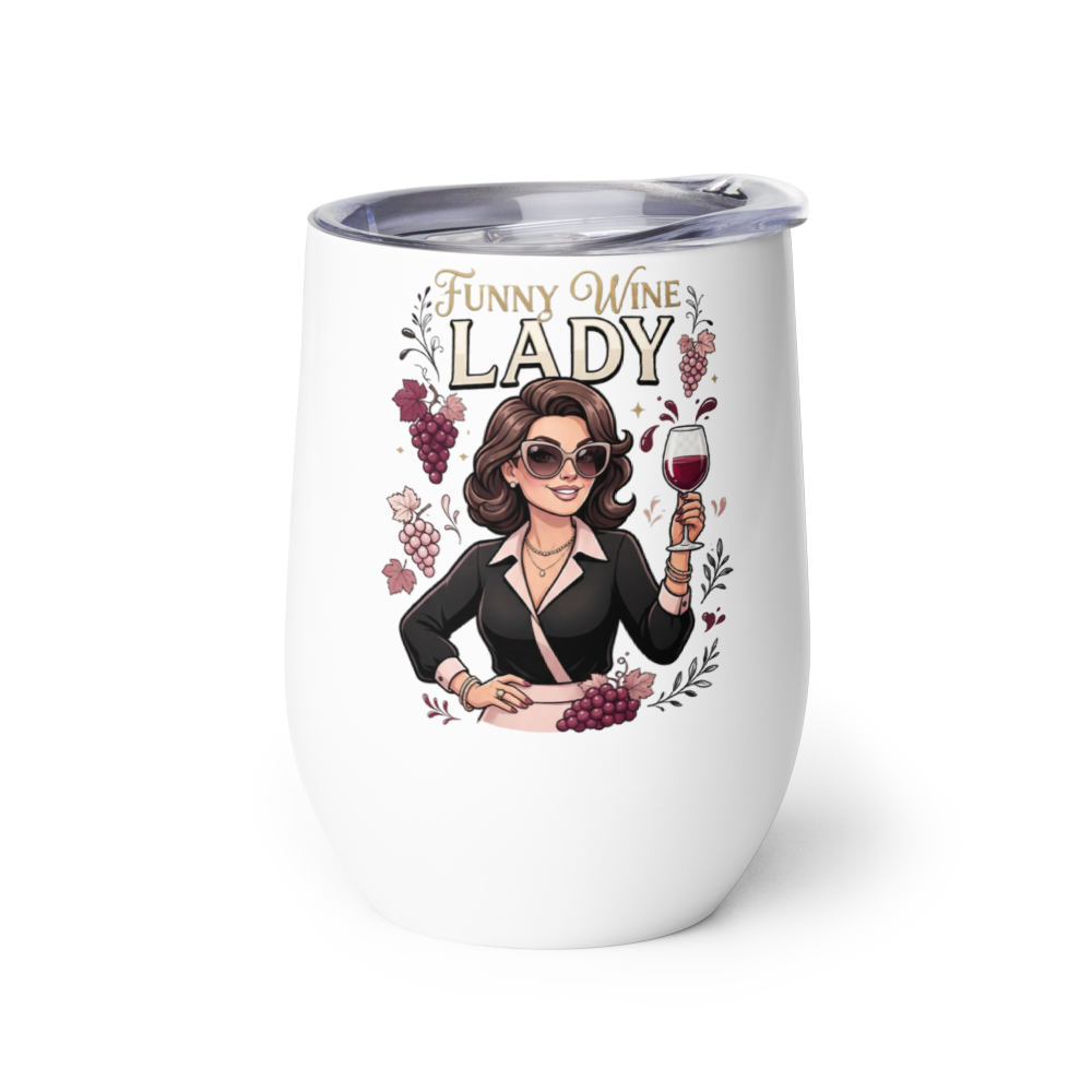 Funny Wine Lady Luxury Wine Tumbler Gift vireon 