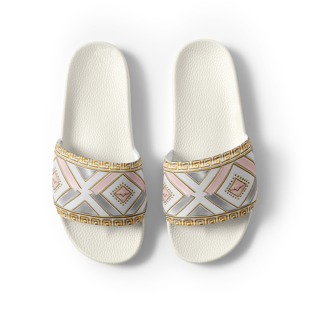 VIREON Luxe Pink Silver Gold Geometric Slides