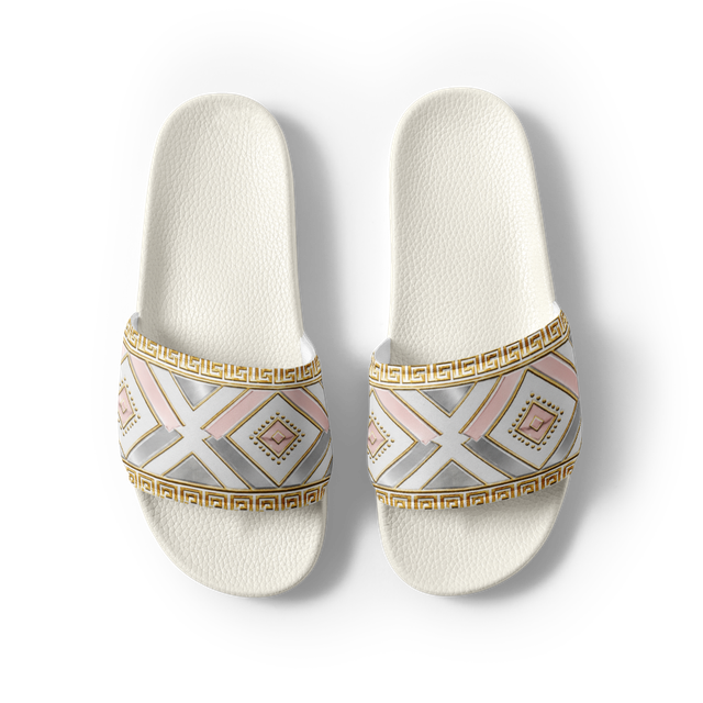 VIREON Luxe Pink Silver Gold Geometric Slides