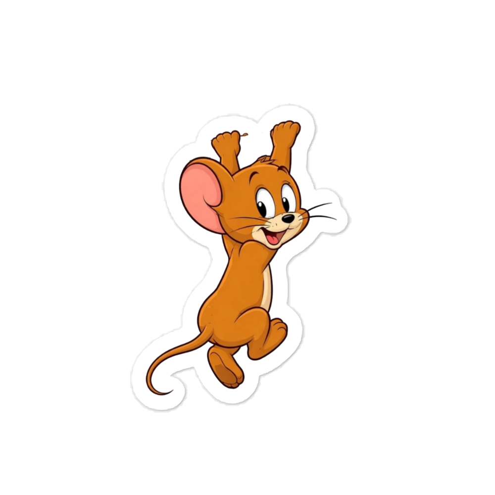 Cute Orange Mouse Climbing Cartoon Sticker Design