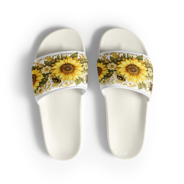 Golden Sunflower & Honeybee Luxury Slides