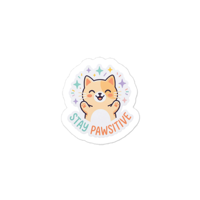 Stay Pawsitive – Cute Happy Cat Sticker 🐱✨