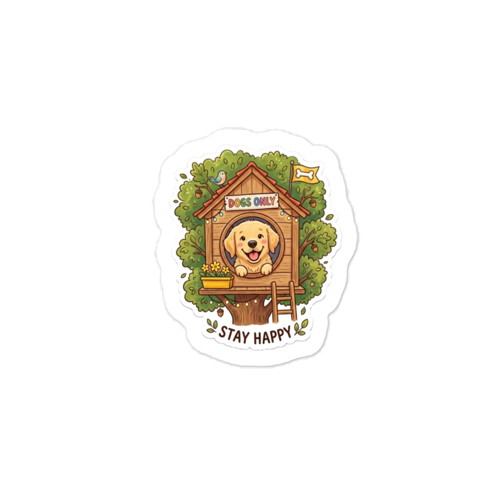 Dogs Only Treehouse Stay Happy Sticker