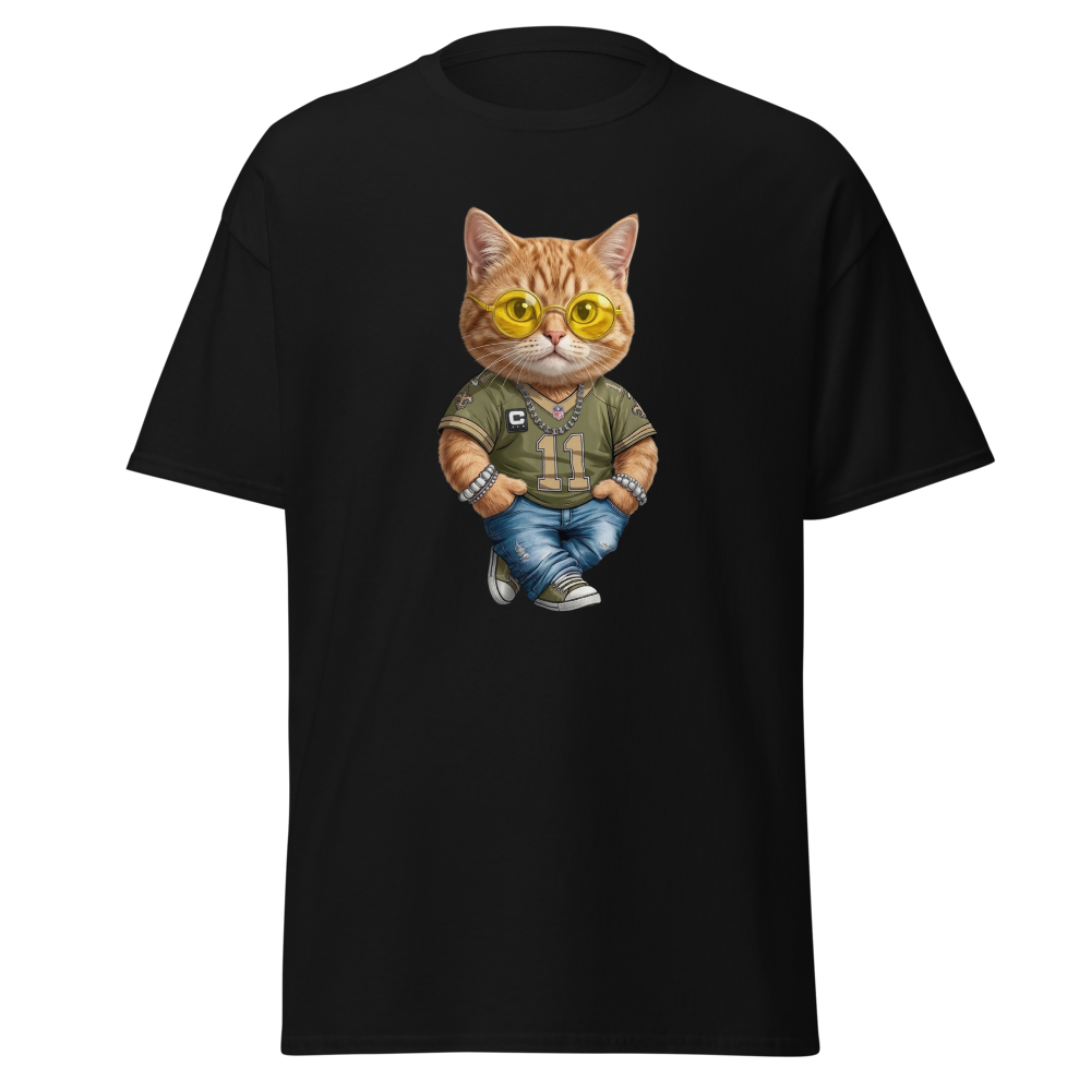 Cool Cat Wearing Yellow Sunglasses - Trendy Teal S