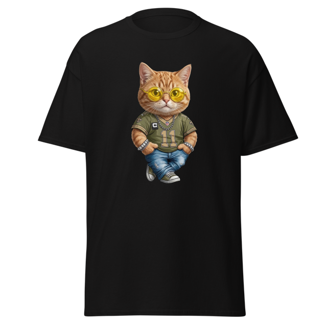 Cool Cat Wearing Yellow Sunglasses - Trendy Teal S