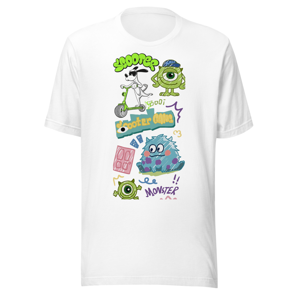 Scooter Gang Cute Monster Cartoon Tee