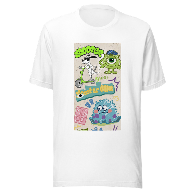 Cute Scooter Gang monster illustration with colorf