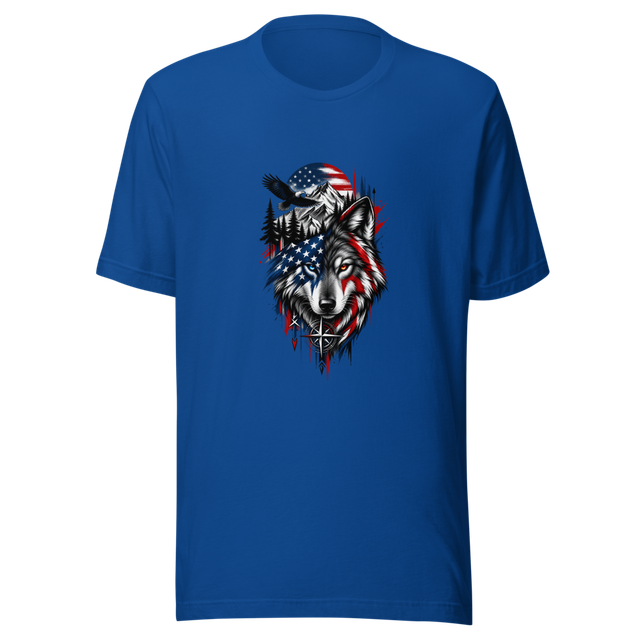 American Wolf T-Shirt | Patriotic USA Wolf Eagle M