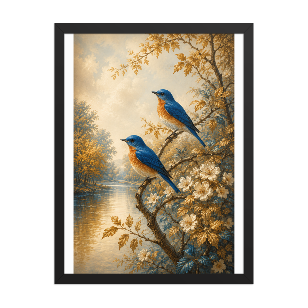 Bluebird Vintage Botanical Wall Art – Elegant Bird