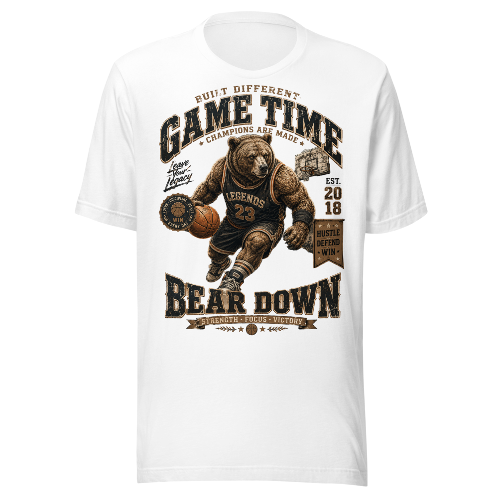 Game Time Bear Down Vintage Basketball Graphic Tee