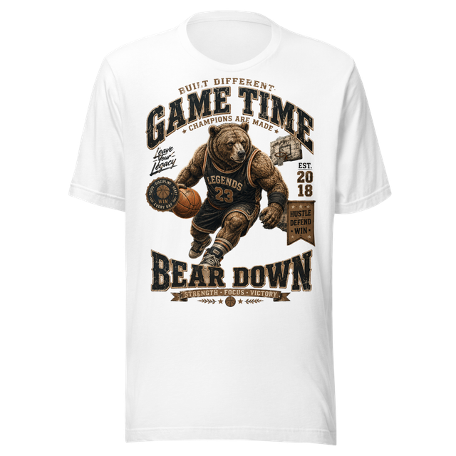 Game Time Bear Down Vintage Basketball Graphic Tee