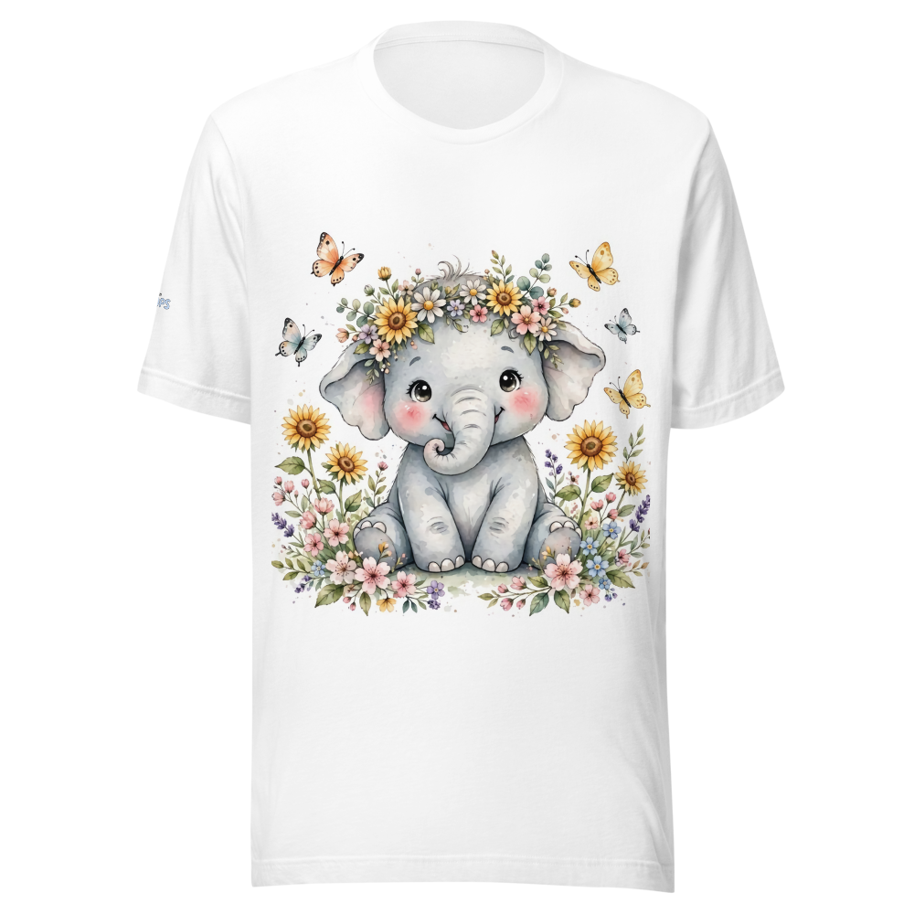 Cute Baby Elephant Flora T-shirt 