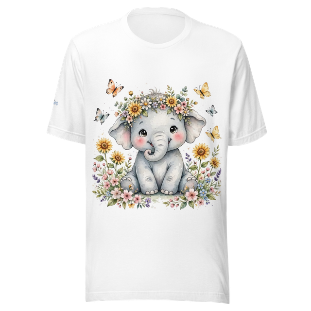 Cute Baby Elephant Flora T-shirt