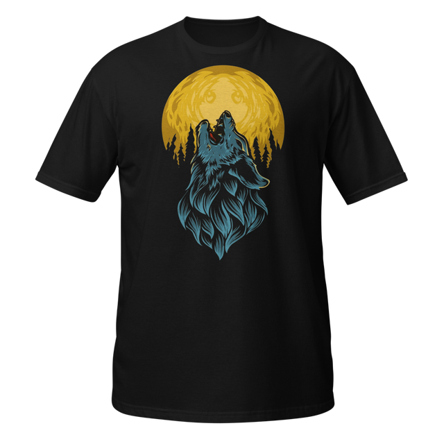 "Midnight Howl" Wolf & Full Moon Graphic T-Shirt.