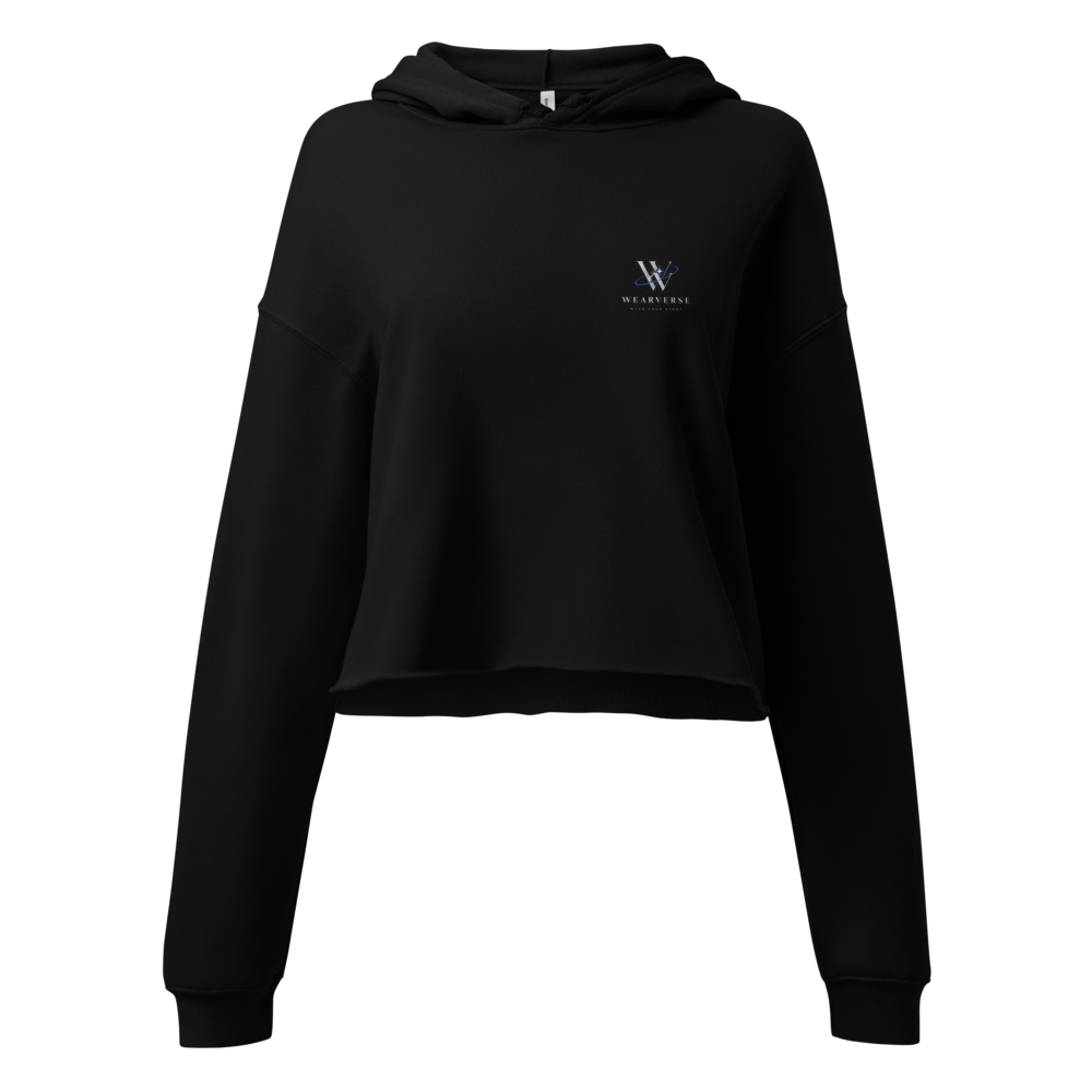 WEARVERSE Black Minimal Logo Cropped Hoodie