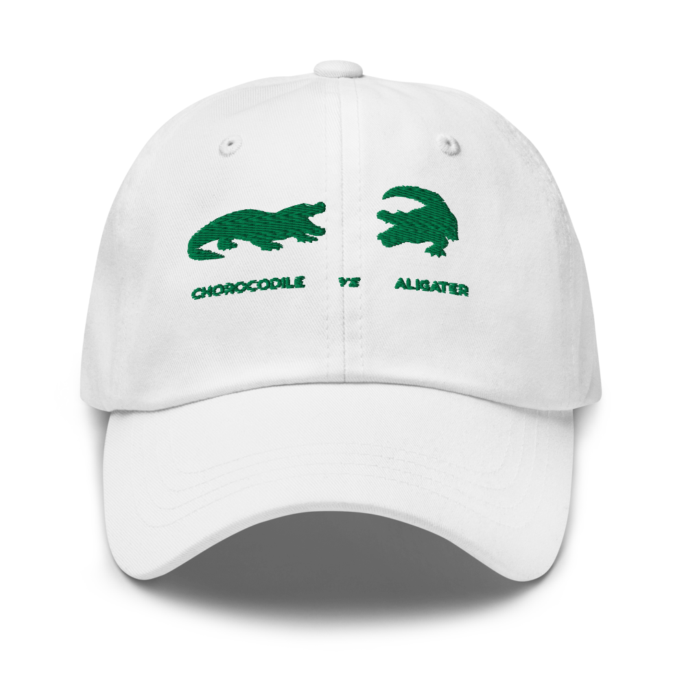 "CROCODILE VS ALLIGATOR" WILDLIFE HAT DESIGN.