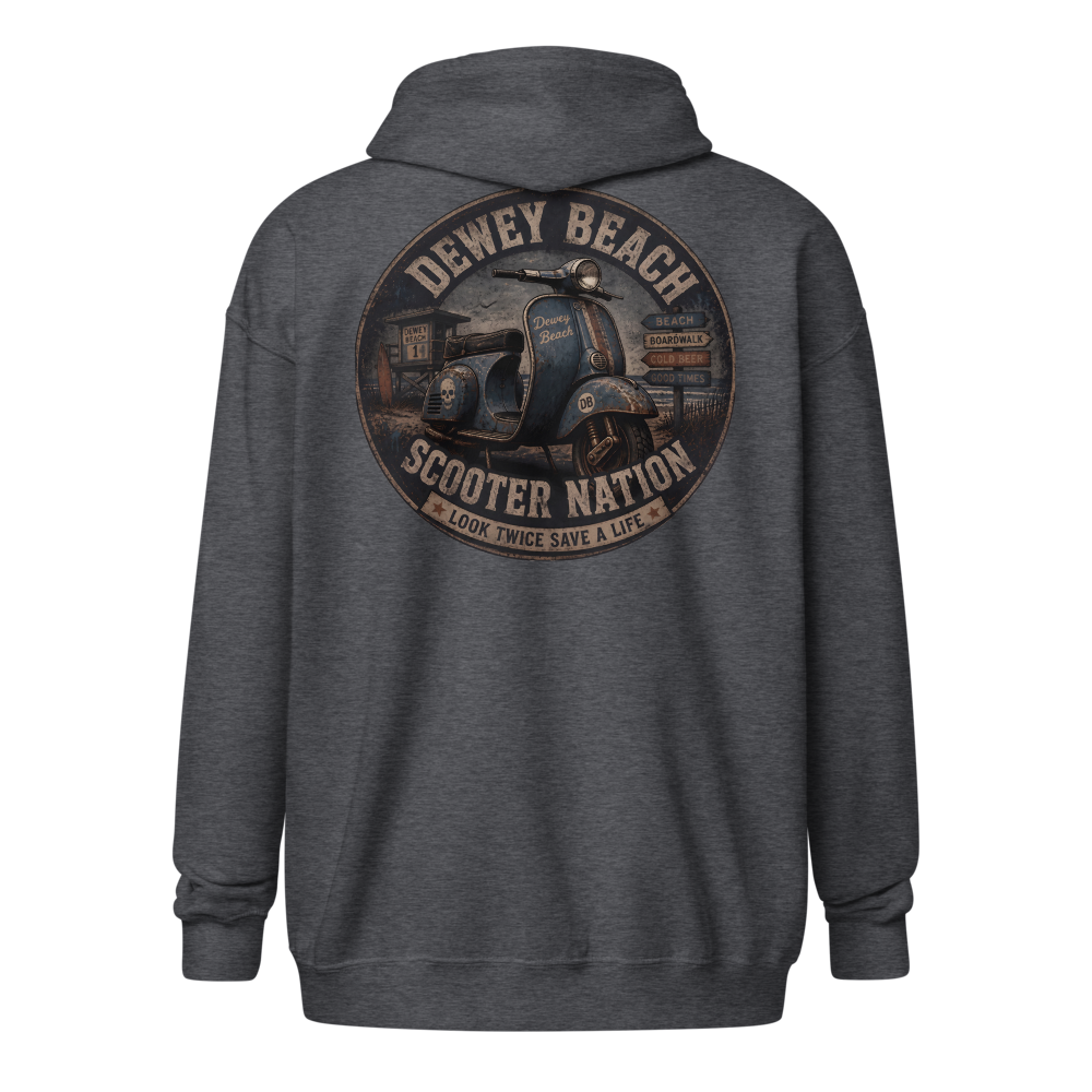 Scooter nation retro zip up hoodie