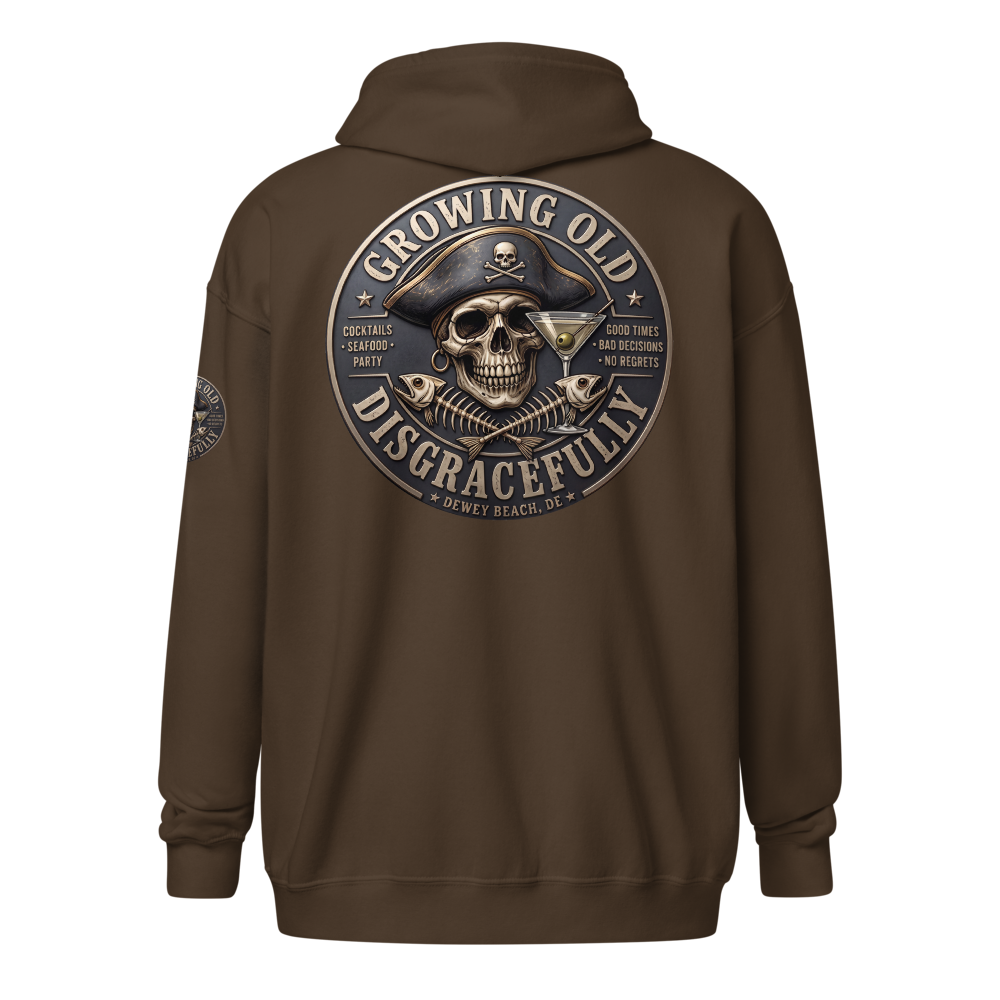 Growing old disgracefully pirate the zip up hoodie