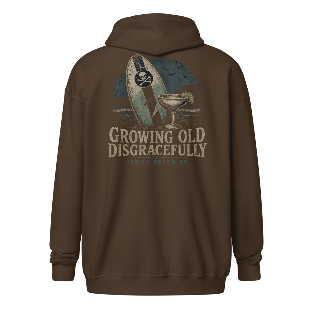 Growing old disgracefully skim the zip up hoodie