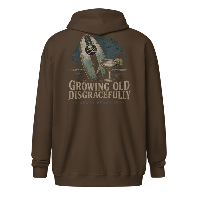 Growing old disgracefully skim the zip up hoodie