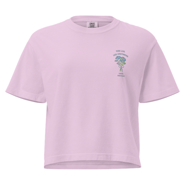More Love Less Overthinking Blue Floral Boxy Tee